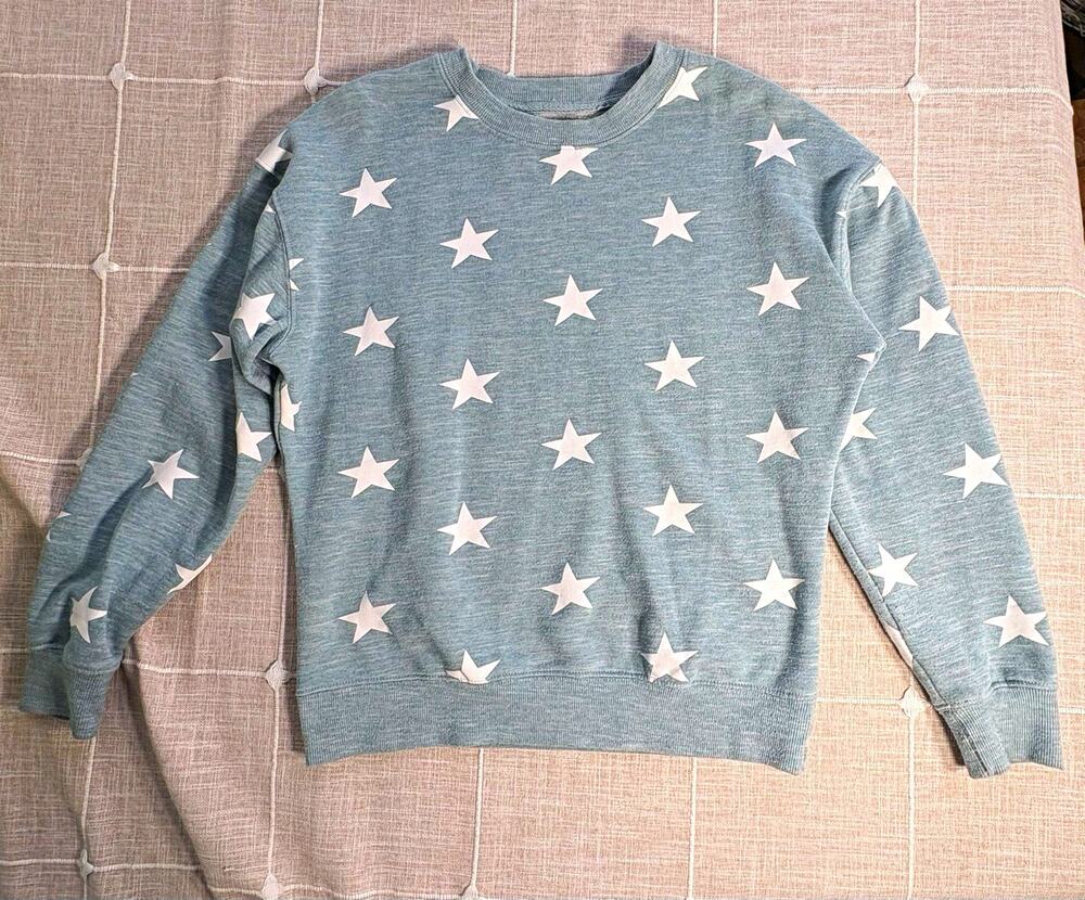 Reflex Women's S Blue/White Pullover Star Graphic Sweatshirt Patriotic